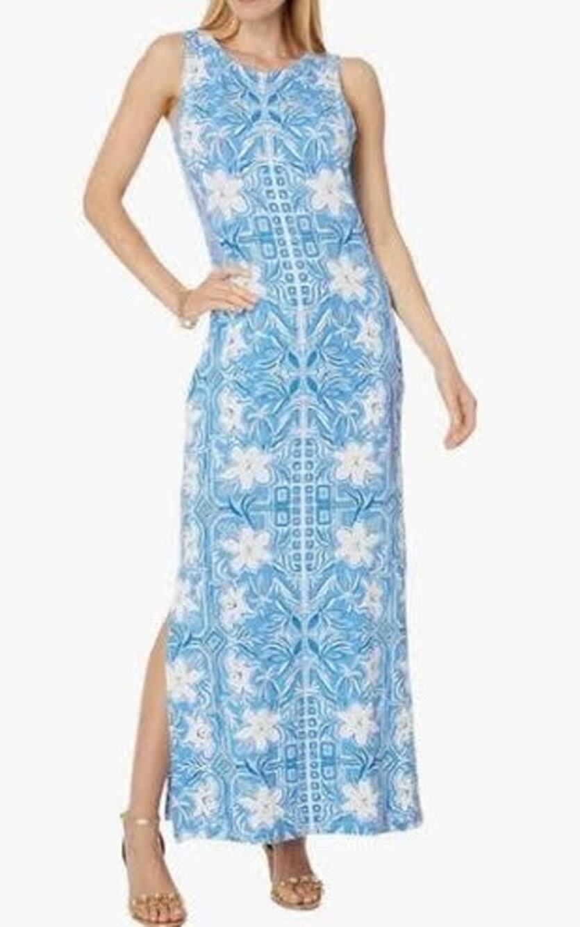 Lilly Pulitzer Noelle Maxi Dress Lunar Blue My Flutter Half Engineered Large NWT